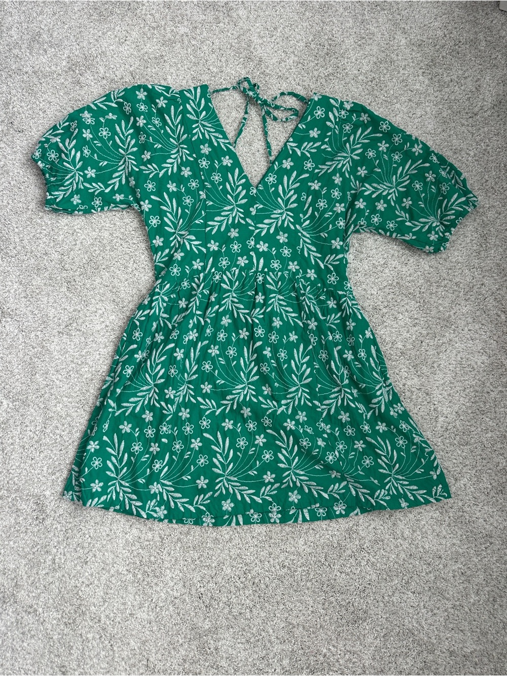 Green Draper James Floral Embroidered Mini Dress